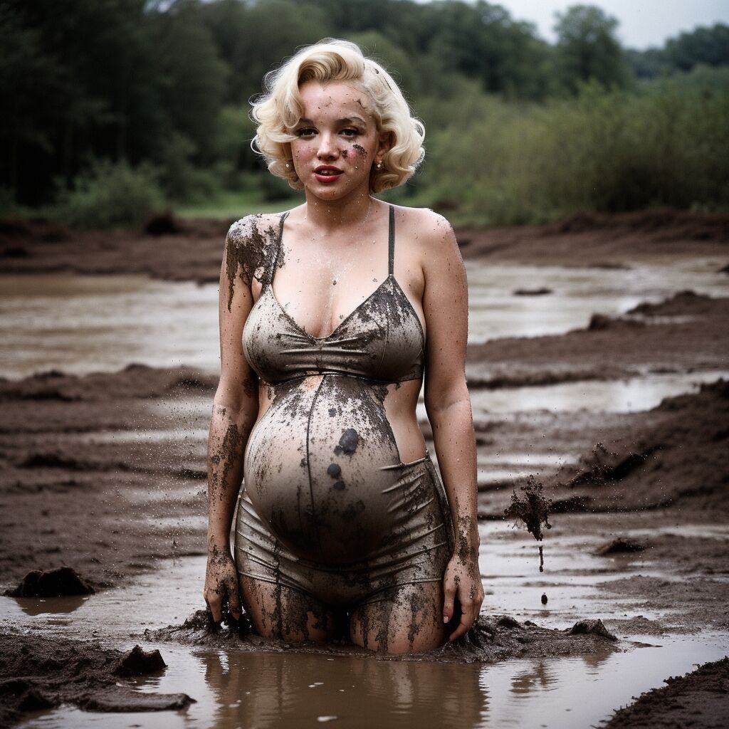 Pregnant Marilyn in mud [AI Generated] - 貼圖 - AI寫真 -